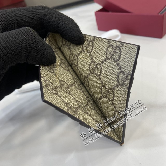 Gucci專櫃古馳最新款Emblem系列雙折卡片夾卡包名片夾 jh2602型號：818952